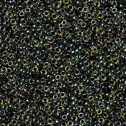 MIYUKIラウンドロカイユビーズ  日本製シードビーズ  11/0  (rr335) クランベリー裏地付きペリドット ab  11/0  2x1.3mm  穴：0.8mm  約50000個/ポンド&nbsp;SEED-G007-RR0335