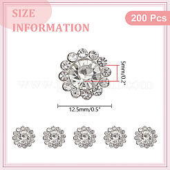 鉄製ガラスフラワーバックル200個  服飾材料  プラチナ  12.5x5mm&nbsp;IFIN-ME0001-31