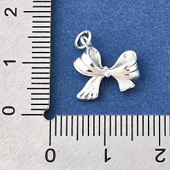 スターリングシルバーの蝶結びチャーム925個  丸カン付き  銀  12x12x3.5mm  穴：2.5mm&nbsp;STER-F059-11S