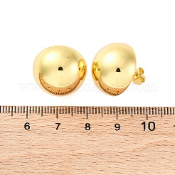 半円形 304 ステンレススチール スタッド イヤリング  ゴールドカラー  18mm&nbsp;EJEW-A125-80E-G