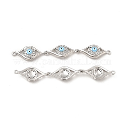 Brass Micro Pave Clear Cubic Zirconia Connector Charms&nbsp;KK-E068-VB395-2