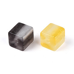 不透明樹脂キューブビーズ  グリッターパウダー付き  ツートン  ミックスカラー  8.5~10x8.5~10x8.5~10mm  穴：1.8mm&nbsp;RESI-T060-31M