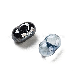 ガラスビーズ  オーバル  DIYブレスレットアクセサリー  ブラック  4x3x2mm  穴：0.8mm&nbsp;GLAA-U003-01L
