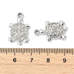動物モチーフのUVメッキ合金クリスタルラインストーンペンダント  プラチナ  タートルチャーム  21x13.5x3.5mm  穴：1.8mm&nbsp;ALRI-T012-07E-P
