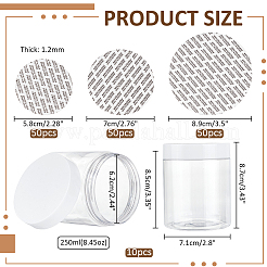 10個の透明なペットプラスチックビーズ容器  スクリュートップビーズジャー 150 個 3 サイズのフラットラウンドフォーム蓋ライナー付き  透明  7.1x8.7cm  容量：250ml（8.45fl.oz）&nbsp;DIY-NB0010-53