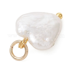 Natural Baroque Keshi Pearl Heart Charms with Alloy Starfish Slice&nbsp;PALLOY-JF05014