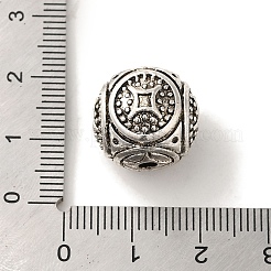 チベット風合金ビーズ  カドミウムフリー＆鉛フリー  ラウンド  アンティークシルバー  16x15mm  穴：2mm&nbsp;TIBEB-L007-22AS