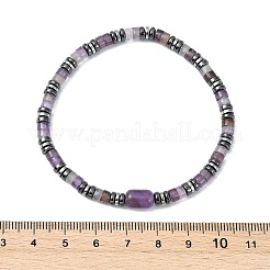 Non-magnetic Synthetic Hematite & Natural Gemstone Beads Stretch Bracelets for Women Men&nbsp;BJEW-JB13808