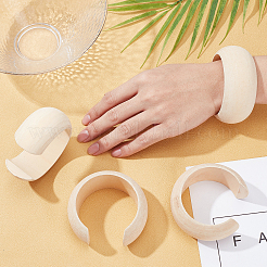 4Pcs Wood Wide Band Cuff Bangles Set&nbsp;BJEW-PH0004-12