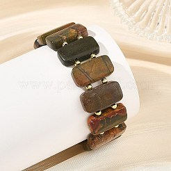 Natural Polychrome Jasper Picasso Stone Picasso Jasper Rectangle Tile Beaded Stretch Bracelets&nbsp;BJEW-JB14479