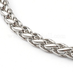 変色しにくい304ステンレススチール製ウィートチェーンブレスレット  ステンレス鋼色  7-1/2インチ（19cm）&nbsp;BJEW-JB06520