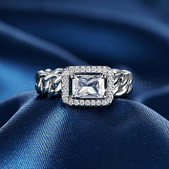 Platinum Brass Micro Pave Cubic Zirconia Open Cuff Rings&nbsp;OP3974-1