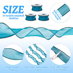 3 Rolls Polyester Organza Ribbons&nbsp;SRIB-TA0001-26B