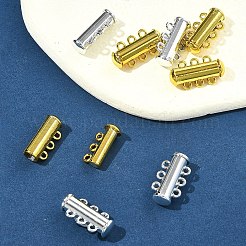 8セット 2色 3連真鍮製マグネットスライドロック留め具  6穴  チューブ  ミックスカラー  19.5x10.5x6.5mm  穴：1.4mm  4個/カラー&nbsp;KK-FS0001-60