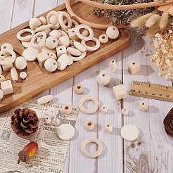 240Pcs 8 Styles Natural Unfinished Wood Beads&nbsp;WOOD-ME0001-13