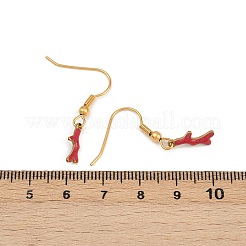 オーシャンシリーズ 304ステンレススチール エナメル ダングルイヤリング  18KGP本金メッキ  31x5mm  3のペア/セット&nbsp;LS-EJEW-K017-01G-G
