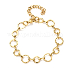 304 Stainless Steel Round Ring Link Chain Bracelets for Women&nbsp;BJEW-F536-01G