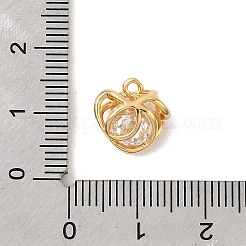 キュービックジルコニアペンダント付き真鍮  ハートチャーム  ニッケルフリー  18KGP本金メッキ  11.5x11.5x7mm  穴：1.2mm&nbsp;KK-P340-36G