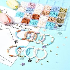 DIY ボヘミアン スタイルのジュエリー探しキット  ポリマー粘土ビーズを含む  合金エナメルチャーム  プラスチックビーズ  ミックスカラー  6x1mm  穴：2mm&nbsp;DIY-FS0007-78