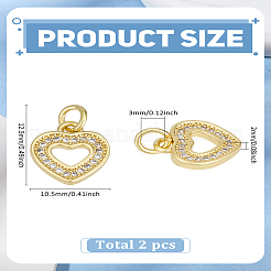 2Pcs Long-Lasting Plated Brass Micro Pave Cubic Zirconia Charms&nbsp;ZIRC-LP0001-59G
