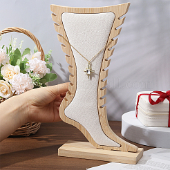 Foot Shaped Bamboo & Velvet Anklet Display Stands&nbsp;ODIS-WH0030-140B
