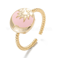 Brass Enamel Cuff Rings&nbsp;RJEW-D112-01G