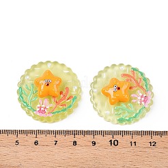 海をテーマにしたフラットラウンドい樹脂カボション  ヒトデ  33.5~34.5x9~11.5mm&nbsp;CRES-T025-02H