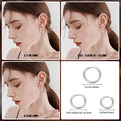 24Pcs 3 Styles 316L Surgical Stainless Steel Huggie Hoop Earrings for Girl Women&nbsp;EJEW-BBC0001-43
