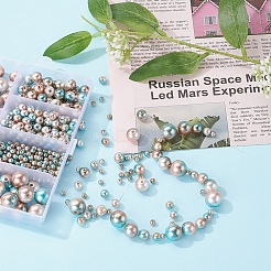 497Pcs 5 Style Rainbow ABS Plastic Imitation Pearl Beads&nbsp;OACR-YW0001-09A