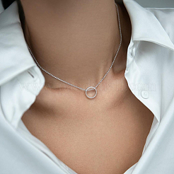 S925スターリングシルバー幾何学模様のサークルネックレスシンプルなファッションデイリーアクセサリー&nbsp;HU0319