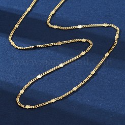 女性用真鍮カーブチェーンネックレス  304ステンレススチール製カニカン付き  ラックめっき  鉛フリー＆カドミウムフリー  長持ちメッキ  18KGP本金メッキ  17.68インチ（44.9cm）&nbsp;NJEW-D302-09G