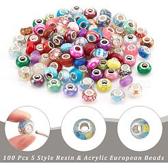 80Pcs 10 Colors Transparent Two Tone & Imitation Pearl Style Resin European Beads&nbsp;RPDL-NB0001-20