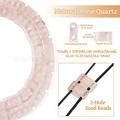 天然ローズクォーツのマルチ連リンク  2穴  オーバル  5x2.5x2mm  穴：0.9mm  約146~150個/連  15.16~15.35インチ（38.6~39cm）&nbsp;G-TAC0005-04B