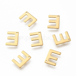 304ステンレススチールチャーム  文字.e  18KGP本金メッキ  11x8x0.8mm  穴：1mm&nbsp;X-STAS-P141-E