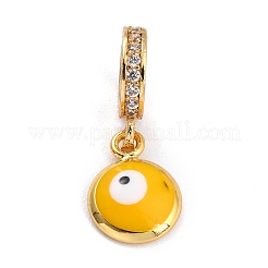 Brass Micro Pave Clear Cubic Zirconia European Dangle Charms&nbsp;ZIRC-L097-049B-G