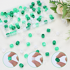 120個 4色 ABSプラスチック イミテーションパール ヨーロピアンビーズ  大穴ビーズ  バレル  ツートン  ミックスカラー  11~12x11mm  穴：5~6.5mm  30個/カラー&nbsp;FIND-SC0022-07A