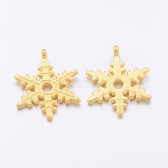 クリスマススノーフレークチベットスタイル合金チャーム  鉛フリー及びカドミウムフリー  ゴールドカラー  23x17.5mm  穴：1.5mm&nbsp;LS-X-K094L011