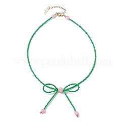 Glass Seed Pendant Necklaces for Women&nbsp;NJEW-MZ00031-04