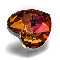 ロマンチックなバレンタインデーアイデアガラスチャーム  ファセット付き心臓ペンダント  ブラウン  18x18x10mm  穴：1mm&nbsp;G030V18mm-44