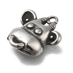 レトロな304ステンレススチールチャーム  キャテルチャーム  アンティークシルバー  14.5x13x2.5mm  穴：1.4mm&nbsp;STAS-L284-14AS