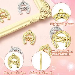 6Pcs 2 Colors Brass Micro Pave Cubic Zirconia Pendants&nbsp;KK-CJ0003-39