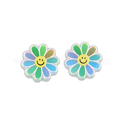 プレート アクリル カボション  印刷された花で  カラフル  21.5x21.5x2.5mm&nbsp;OACR-N135-16