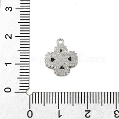 304ステンレススチールラインストーンペンダント  ステンレス鋼色  クローバー  ジェット  13.5x11.5x3mm  穴：1.2mm&nbsp;STAS-E547-06D-P