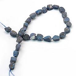 Electroplate Natural & Dyed Druzy Quartz Crystal Bead Strands&nbsp;G-L456-40B