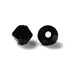 透明ガラスビーズ  双円錐形  ブラック  4x4x3.5mm  穴：1mm  720個/袋&nbsp;GGLA-Z004-05N