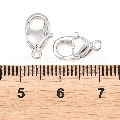 真鍮カニカン  ハート  プラチナメッキ  13x7.5x3.5mm  穴：1.2mm&nbsp;KK-H287-08H-P
