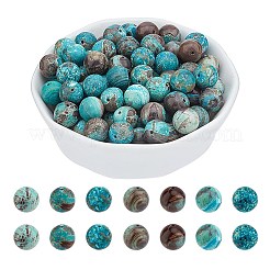 染め天然オーシャンアゲート/オーシャンジャスパーラウンドビーズ連売り  8mm  穴：1mm  約53個/連  15.7インチ  1連売り/箱&nbsp;G-AR0002-55