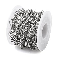 304ステンレススチール菱形リンクチェーン  ハンダ付け  スプールで  ステンレス鋼色  11x7x1mm&nbsp;CHS-L019-10P