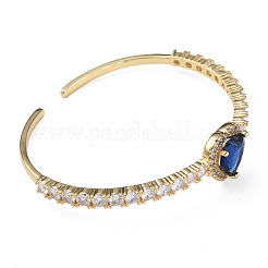 Cubic Zirconia Heart Open Cuff Bangle&nbsp;BJEW-N012-031B