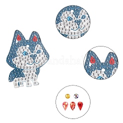 Diyダイヤモンド塗装キーホルダーキット  犬型ダイヤモンド塗装金型付き  ラインストーン  ダイヤモンド付箋  トレープレートと接着剤クレイ  ミックスカラー  53~56.5x39~48.5x1.5mm&nbsp;DIY-WH0166-39